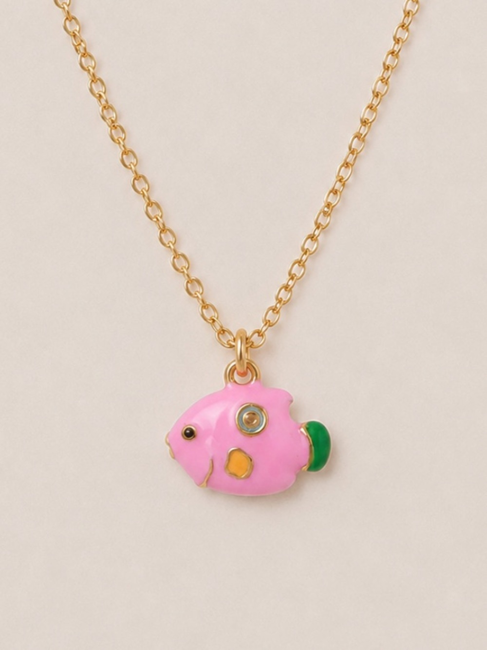 New! Colorful Pink Fish Necklace NWOT 5069